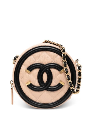 CHANEL Pre-Owned 2019 Caviar CC Filigree Round crossbody bag - Brown