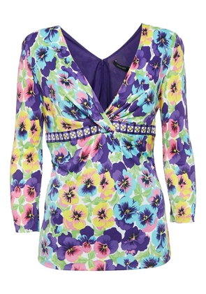 Versace Pre-Owned 2024 floral-print V-neck top - Purple