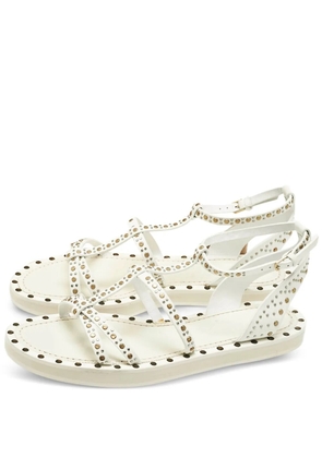 Burberry Pre-Owned Hansel leather studded flat sandals - White