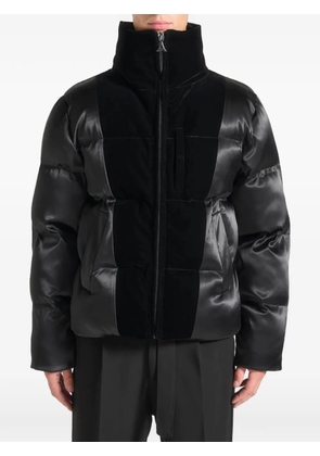 Manière De Voir satin velvet panelled puffer jacket - Black