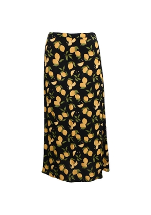 Reformation Bea lemon-print midi skirt - Black