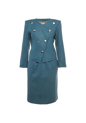 Saint Laurent Pre-Owned teal button wool skirt suit - Blue