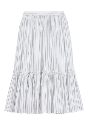 Jil Sander striped gathered midi skirt - White