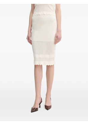 Gaudi pointelle-scalloped midi skirt - Neutrals