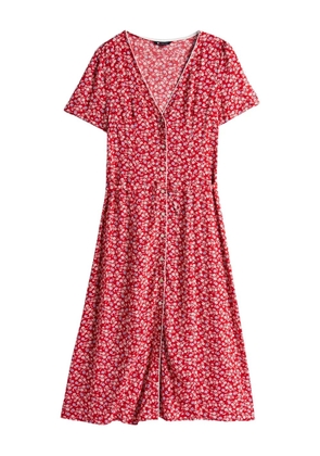 Tommy Jeans floral-pattern buttoned midi dress - Red