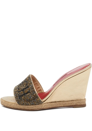 Carolina Herrera Vintage leather heeled sandals - Gold