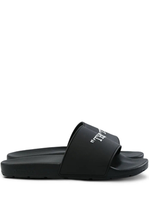 Off-White text-embellished slides - Black