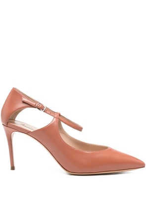 Casadei 80mm cut-out strap pumps - Brown