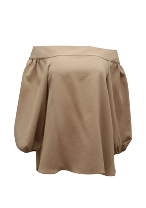 Tibi sculpted-sleeve off-shoulder blouse - Neutrals