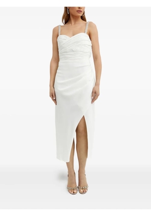 Self-Portrait crystal-embellished slit midi dress - White
