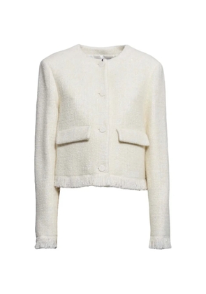 MSGM fringed flap-pockets tweed jacket - Neutrals
