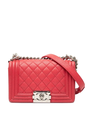 CHANEL Pre-Owned 2018 Small Quilted Caviar Boy Flap crossbody bag - Red