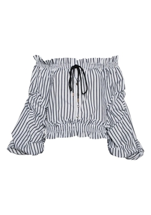 Caroline Constas striped ruffle top - Blue