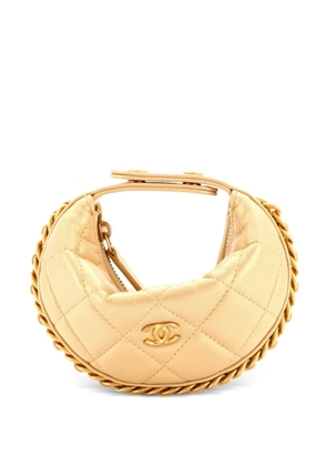 CHANEL Pre-Owned Chain Around Pouch Quilted Lambskin Extra Mini hobo bag - Gold
