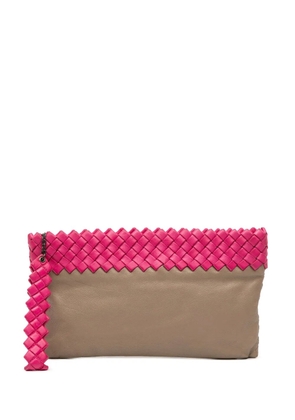 Bottega Veneta Pre-Owned 2012-2025 Intrecciato Trimmed Bicolor Nappa clutch bag - Brown