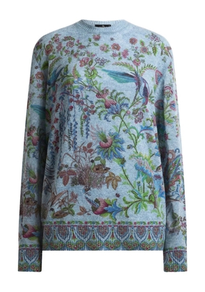 ETRO flora fauna-motif crew-neck sweater - Blue