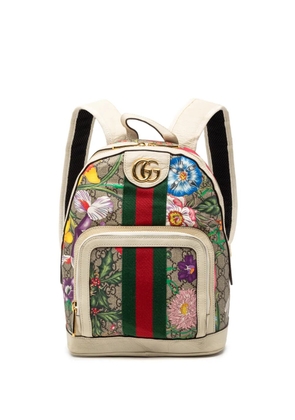 Gucci Pre-Owned 2016-2026 Small GG Supreme Flora Ophidia backpack - Brown