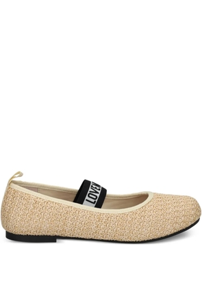 Love Moschino logo-strap ballerina shoes - Neutrals