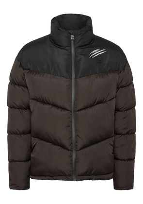 Plein Sport claw-print quilted jacket - Brown