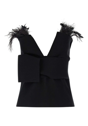 Alberta Ferretti feather bow top - Black