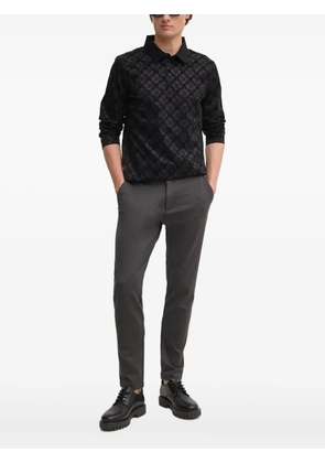 Joop! long-sleeve patterned polo shirt - Black