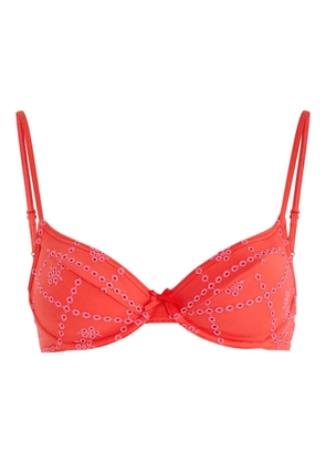 DAMSON MADDER eyelet-embroidered ribbon-detail bikini top