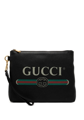 Gucci Pre-Owned 2000-2015 Leather Logo clutch bag - Black