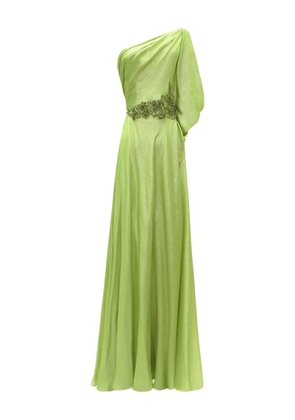 Gemy Maalouf one-shoulder beaded-waistline gown dress - Green