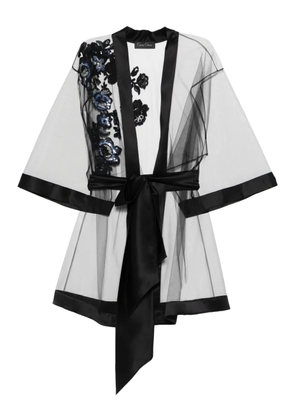 Carine Gilson embroidered short-sleeves robe - Black