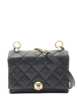 CHANEL Pre-Owned 2019 Mini Quilted Calfskin Pearl CC Accordion Flap crossbody bag - Black