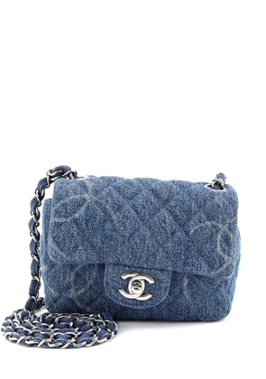 CHANEL Pre-Owned Square Classic Single Flap Bag Quilted CC Printed Denim Mini crossbody bag - Blue