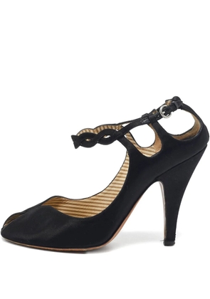 Moschino Pre-Owned 100mm satin peep-toe sandals - Black