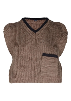 Jacquemus Pre-Owned cropped knitted v-neck top - Brown