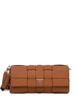 GUESS USA woven logo cross-body bag - Brown