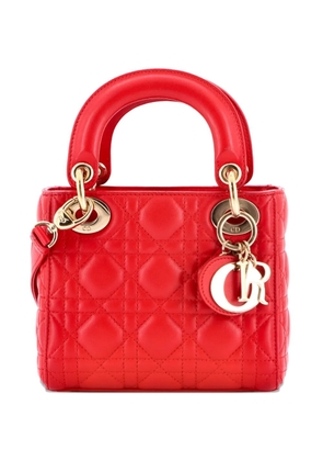 Christian Dior Pre-Owned Lady Dior Bag Cannage Quilt Lambskin Mini satchel - Red