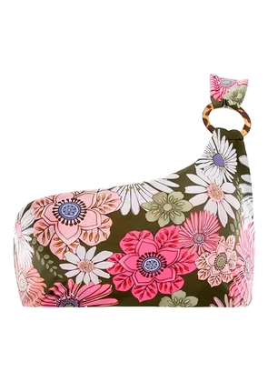 Agua By Agua Bendita asymmetric-strap floral bikini top - Green