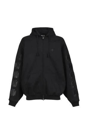 VETEMENTS leather biker cross hoodie - Black