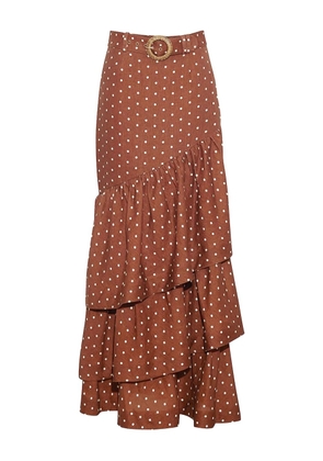Cara Cara Priya polka-dot ruffle maxi skirt - Brown