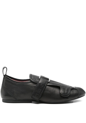 Plan C buckle-strap leather sneakers - Black