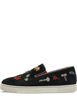 Christian Louboutin Pre-Owned embroidered slip-on sneakers - Black