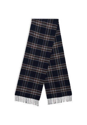 Brooks Brothers plaid fringed wool scarf - Blue