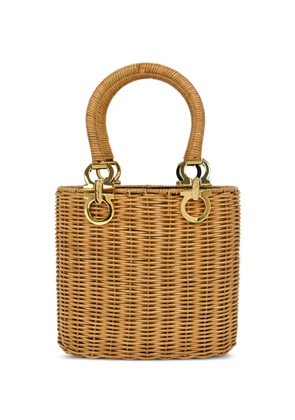 Ferragamo Pre-Owned 1990-2000s Gancini rattan basket tote bag - Neutrals
