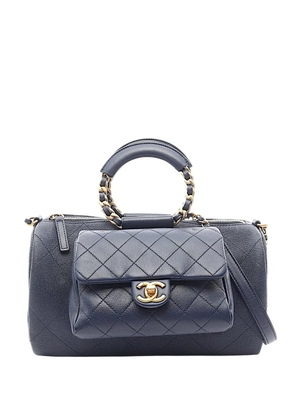 CHANEL Pre-Owned 2019 CC Quilted Lambskin In The Loop Bowling Bag boston bag - Blue