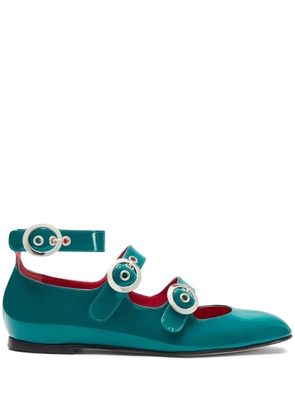 Scarosso Linda II leather ballerina shoes - Green