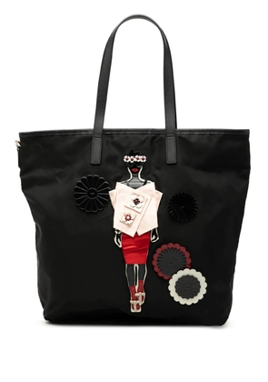 Prada Pre-Owned 2013-2025 Saffiano Trimmed Tessuto Applique tote bag - Black