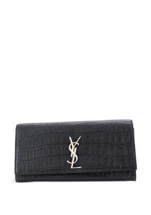 Saint Laurent Pre-Owned Classic Monogram Crocodile Embossed Leather Long clutch bag - Black
