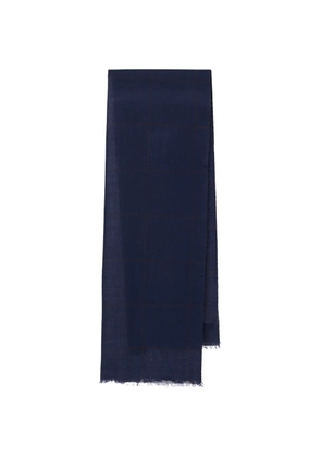Y's frayed check scarf - Blue