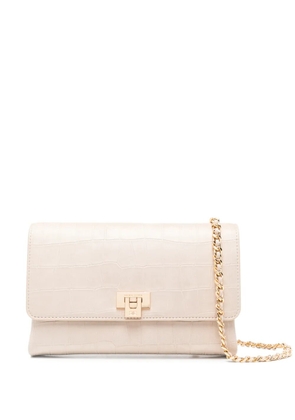 Elisabetta Franchi chain detail embossed satchel - Neutrals