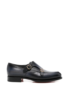 Santoni buckle-fastening leather monk shoes - Blue