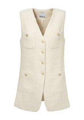 WEILL PARIS tweed button sleeveless gilet - Neutrals